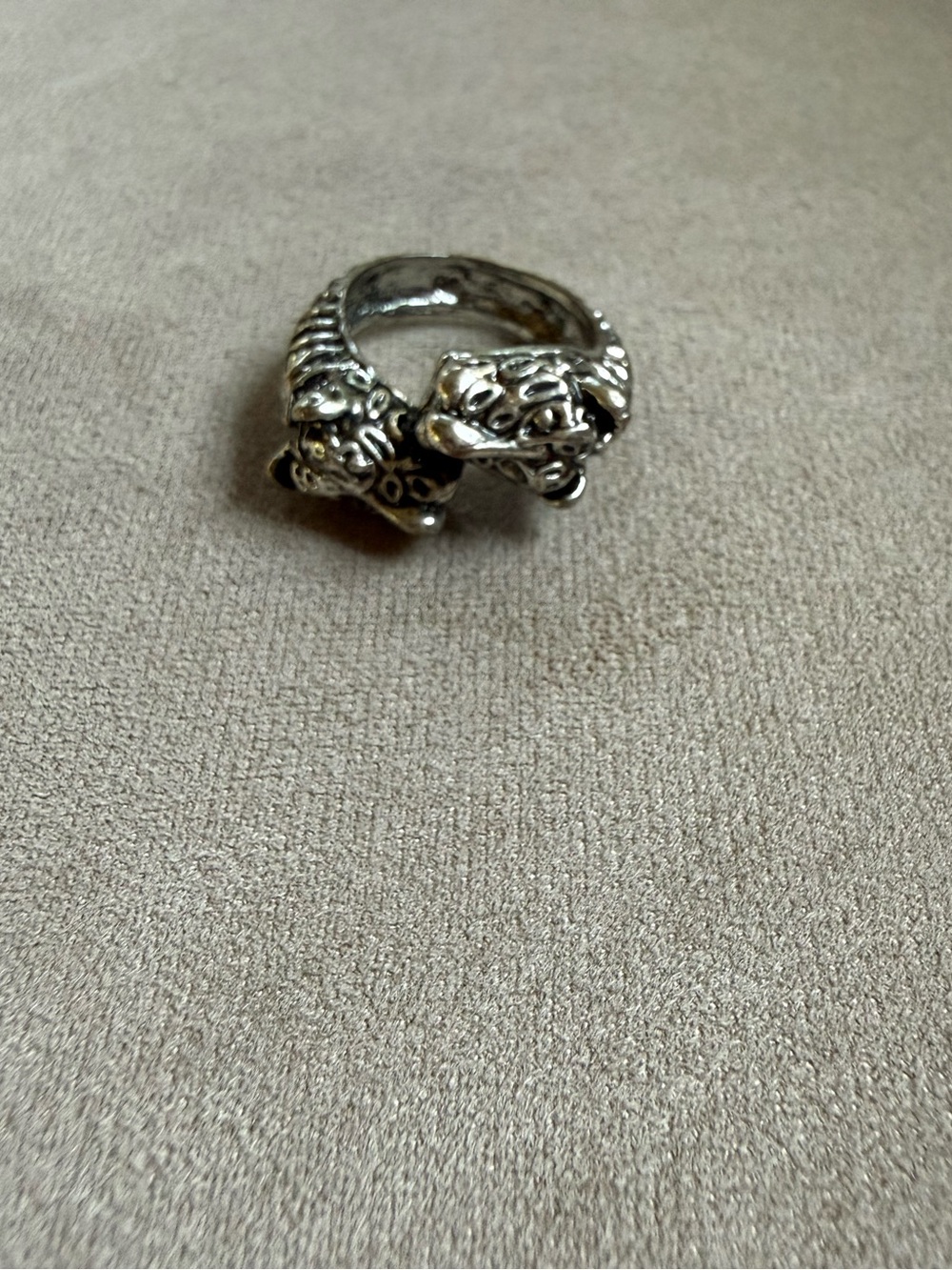 Vintage Silver Tiger Head Ring